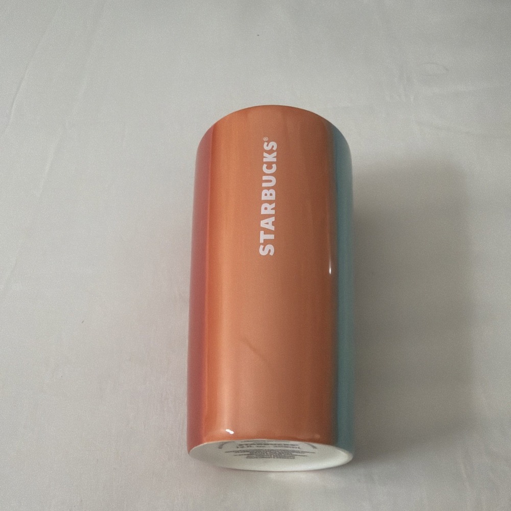 NEW 2020 Summer Starbucks 12oz Orange, Teal & White Travel Tumbler Coffee Mug